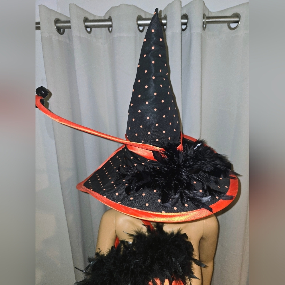 Black and Orange Witch Hat and Bag Set - Picture 3 of 6